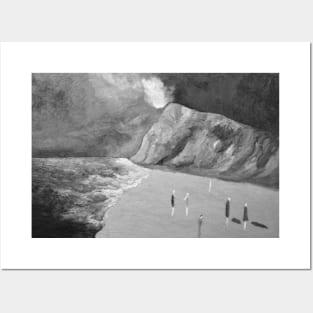 The Beach in Black & White Posters and Art